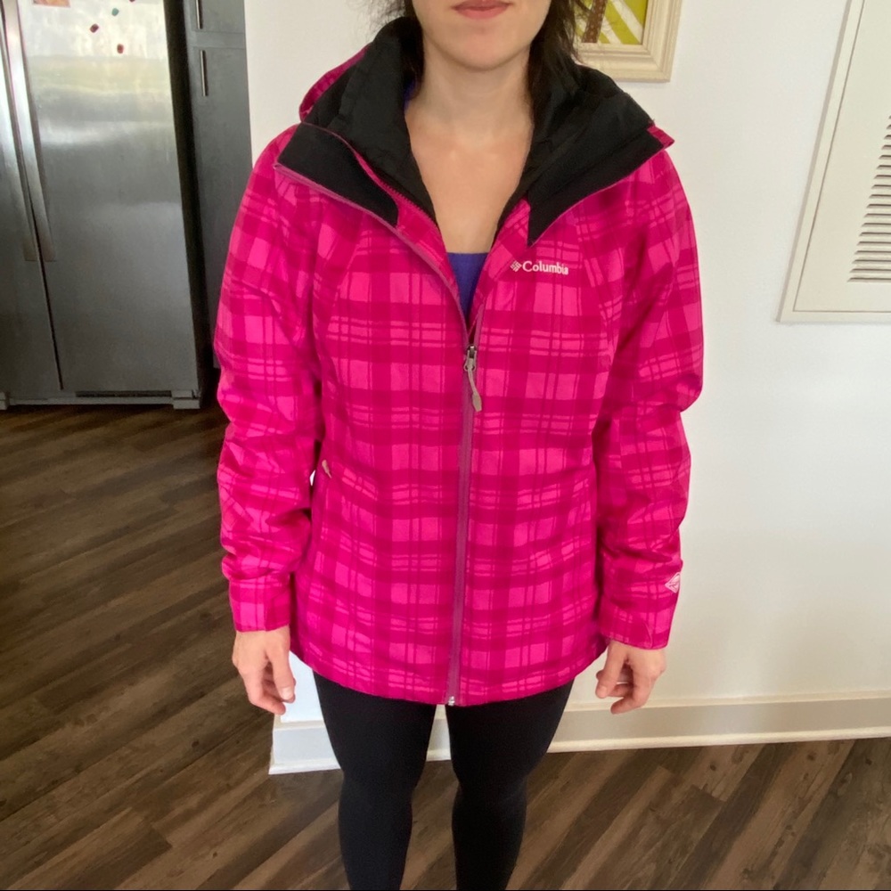 Columbia Pink Plaid Coat Size M